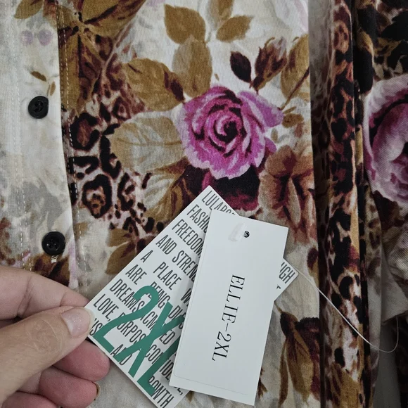 New nwt lularoe ellie dress 2x 2xl floral - Picture 2 of 2